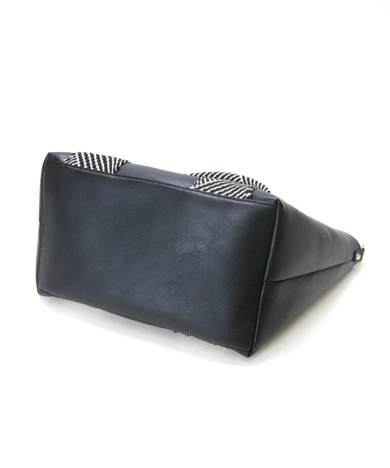 【超美品】定価¥19,800レザー×タッセルラフィアトートバッグ ラメ混ハンドル Bermosa]ラメ入りテープハンドル トートバッグ | トートバッグ