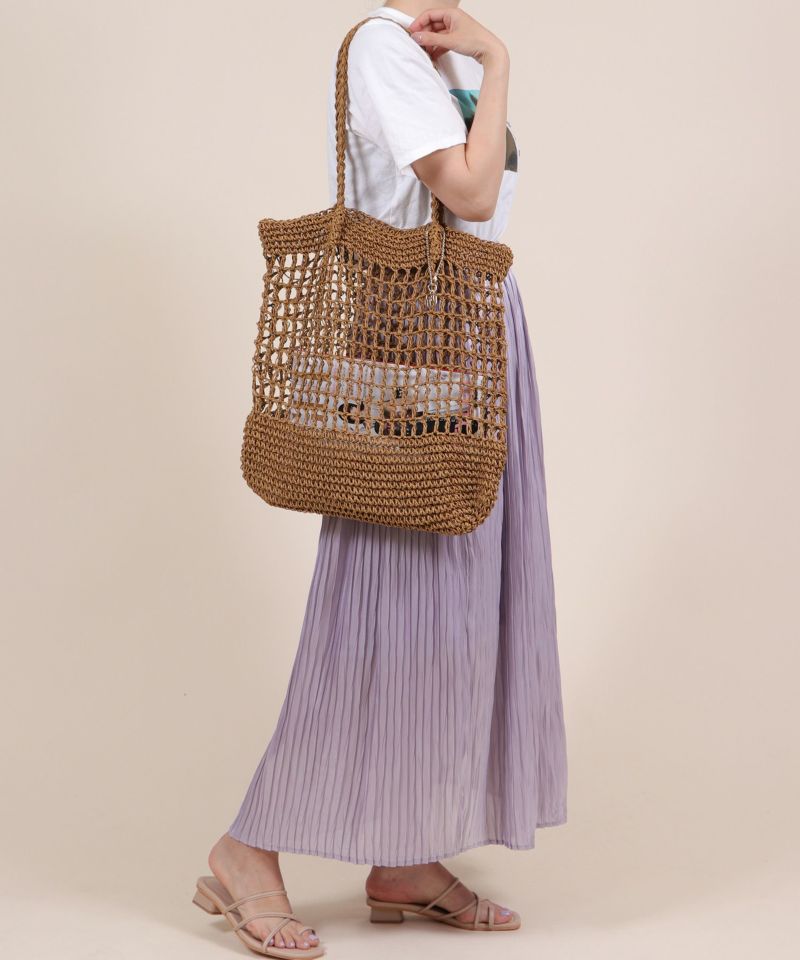 トートバッグ かごバッグ　カーキ色 超美品 アタスクエア手提げバッグ かごバッグ｜マライカ公式通販