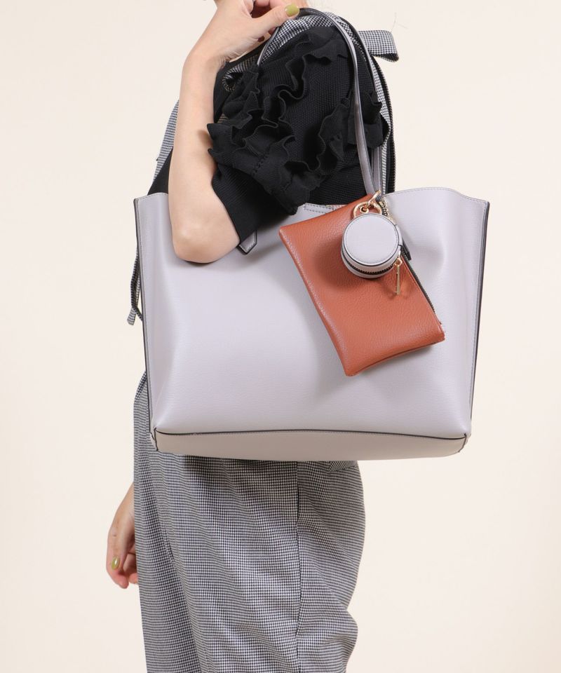 Bermosa]A4サイズ対応 バイカラーポーチ付きトートバッグ | トート