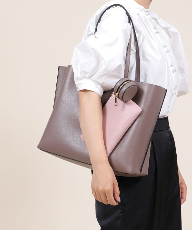 Bermosa]A4サイズ対応 バイカラーポーチ付きトートバッグ | トート