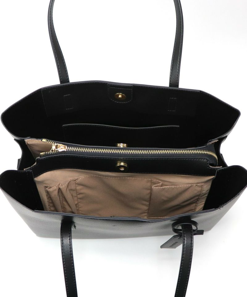 Bermosa]A4サイズ対応 シンプル スクエア型 タグ付き2wayバッグ