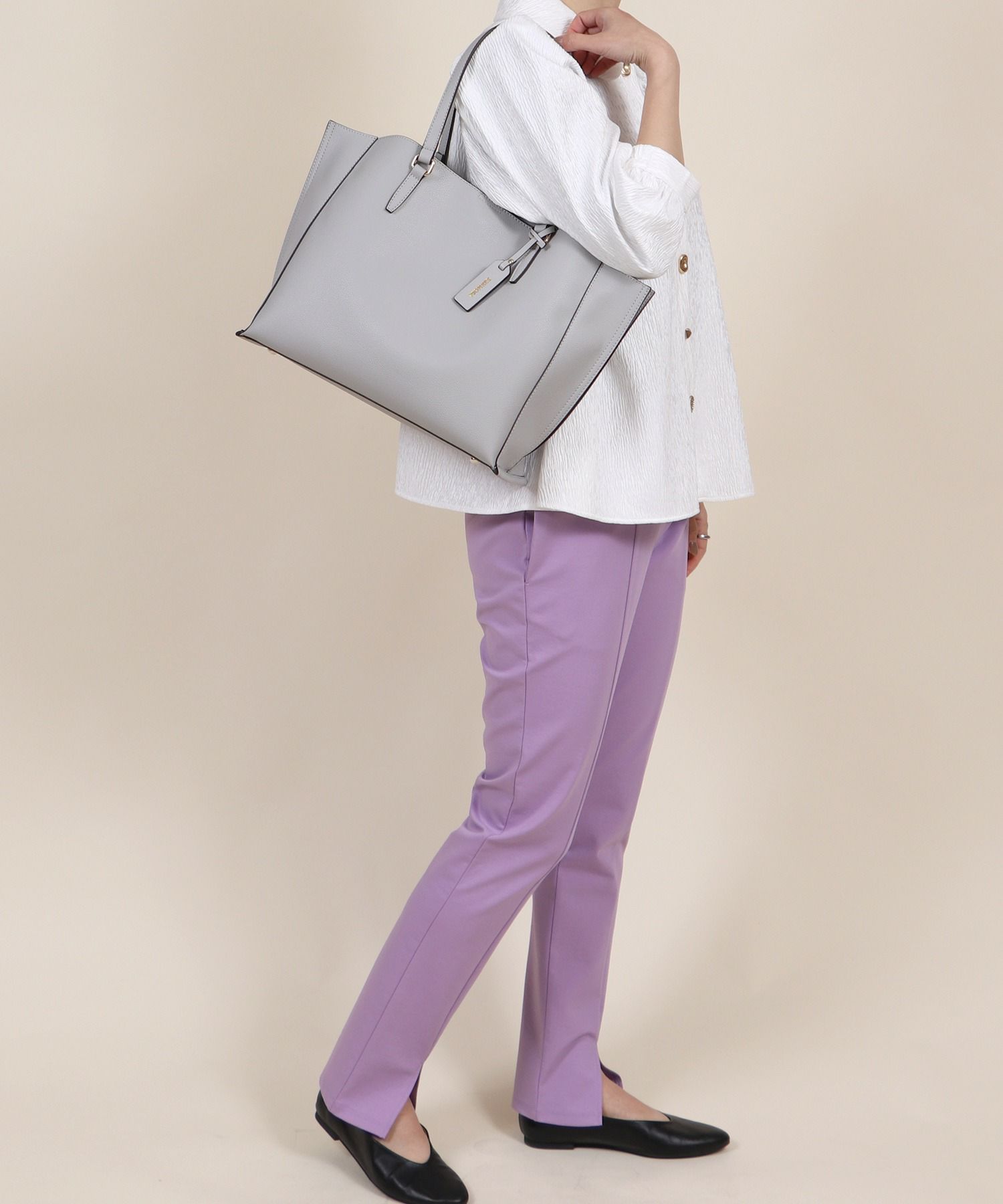 relac]A4対応 ウェーブシルエット サイドデザイントートバッグ  