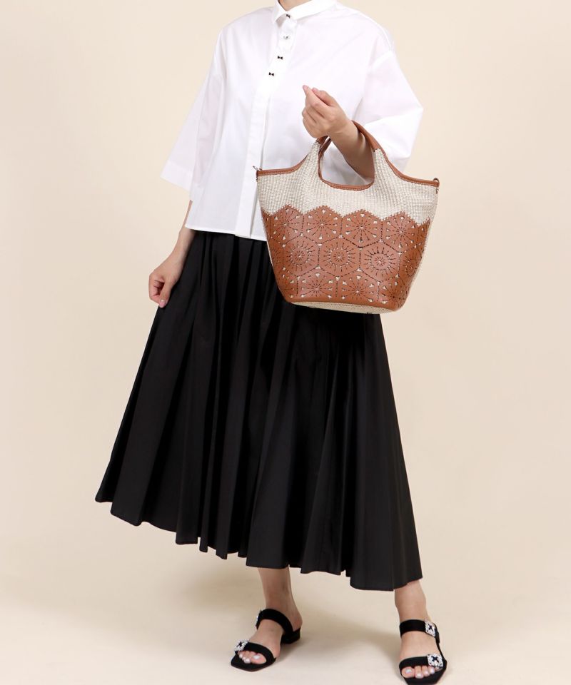 Roberta Gandolfi バンブーコットンバッグ(ブラック)。 ROBERTA GANDOLFI ハンドバッグ 「ROBERTA GANDOLEI/ロベルタ