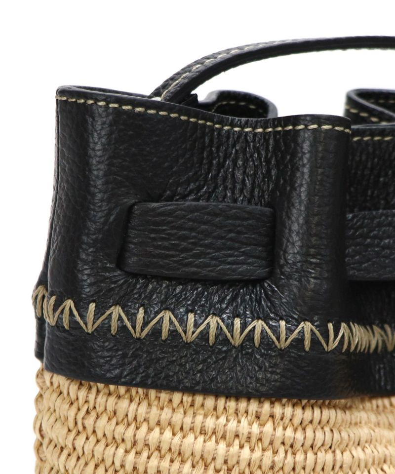 ROBERTA GANDOLFI]イタリア製 カーフスキンコンビかごショルダーバッグ