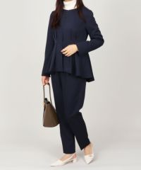 [美品]PLST スーツセットアップ ペプラム タックデザイン Mサイズ 濃紺 PLST(プラステ)公式 | スーツ(レディース)